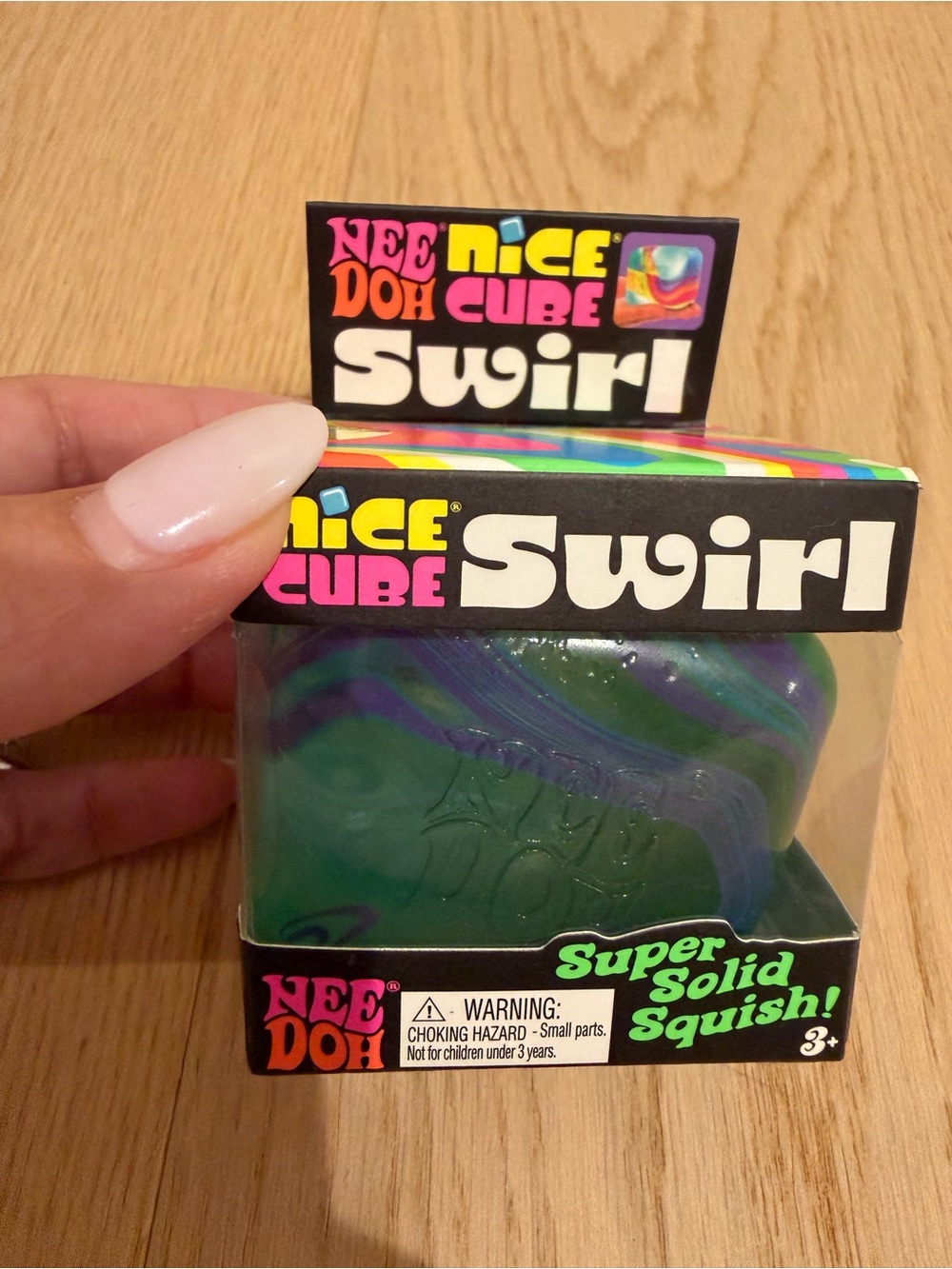 NeeDoh Swirl Super Solid Squish! Kid's Toy - Green & Purple